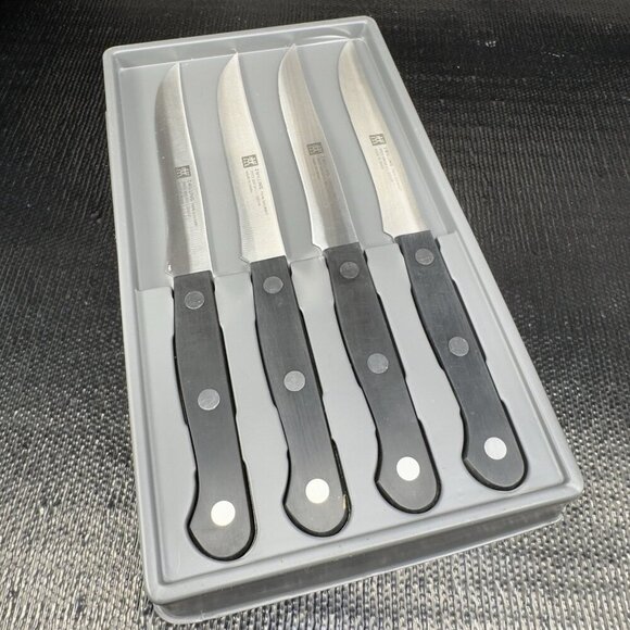 Zwilling Gourmet Steak Knives Set 4 New In Box Brushed Handle Twin Gourmet Set - Picture 6 of 12